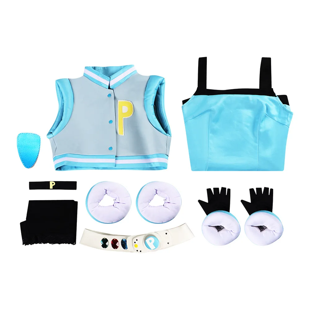 Powerpuff Meisjes Cosplay Meisjes Kostuum Jurk Set Bloesem Botercup Bubbels Kostuum Jurk Met Riem Set Halloween Fancy Dress