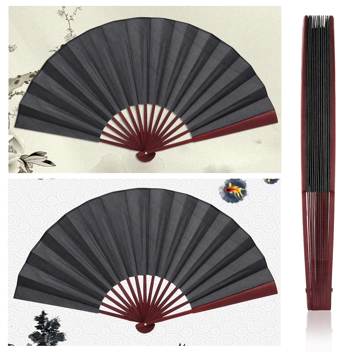 60cm x 33cm chinesische Art Hand faltbare Hand fächer Männer falten Bambus leer schwarz Handheld Fans Hochzeits feier Geschenk Hand