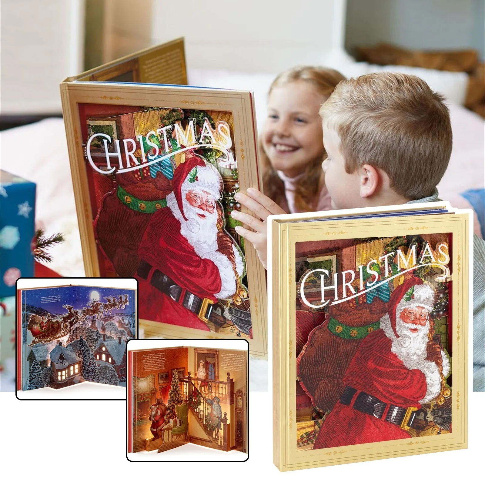 

Christmas Decoration Pop-Up Book Christmas Night With Light Family Interactive Christmas Decoration Gift