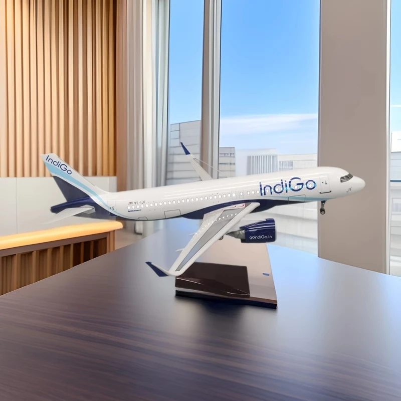 47cm Accessories For Home Decor Airbus A320 Indian Indigo Airlines Model Plane 1:80 Scale Aircraft Planes With Wheels And Lights