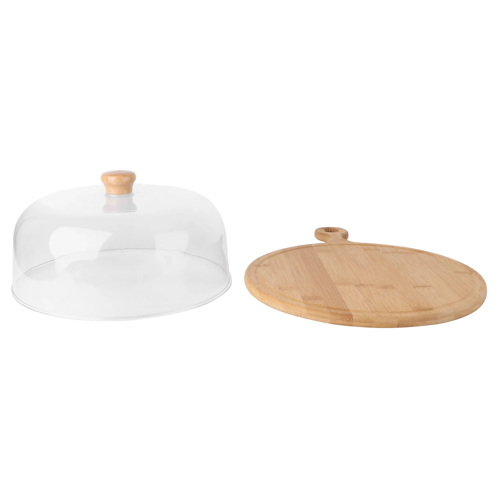 

1 Set Food With Handle Transparent Cake Cover Dessert Cover Food Preservation Traywooden Tray Portable Lightweight Easy Clean