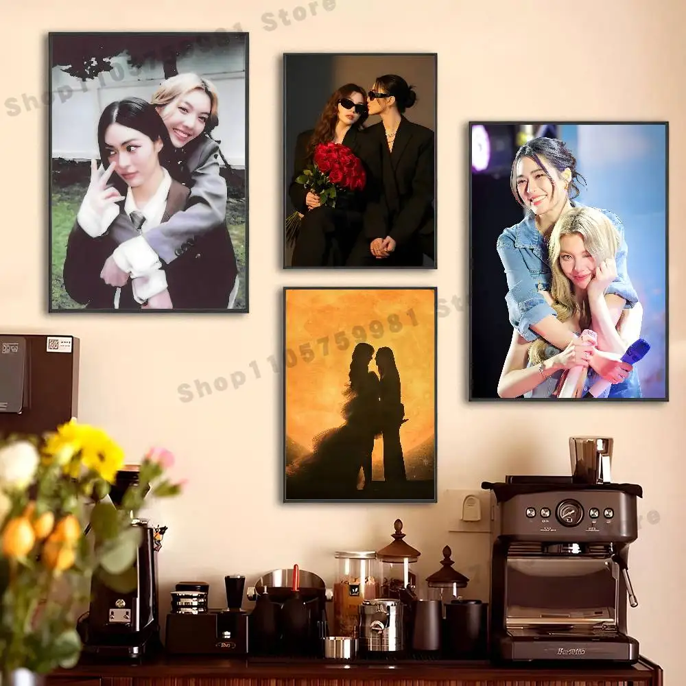 Couple L-LingOrm Poster Sticker Classic Art Painting for Home Bedroom Cafe Office Wall Decor