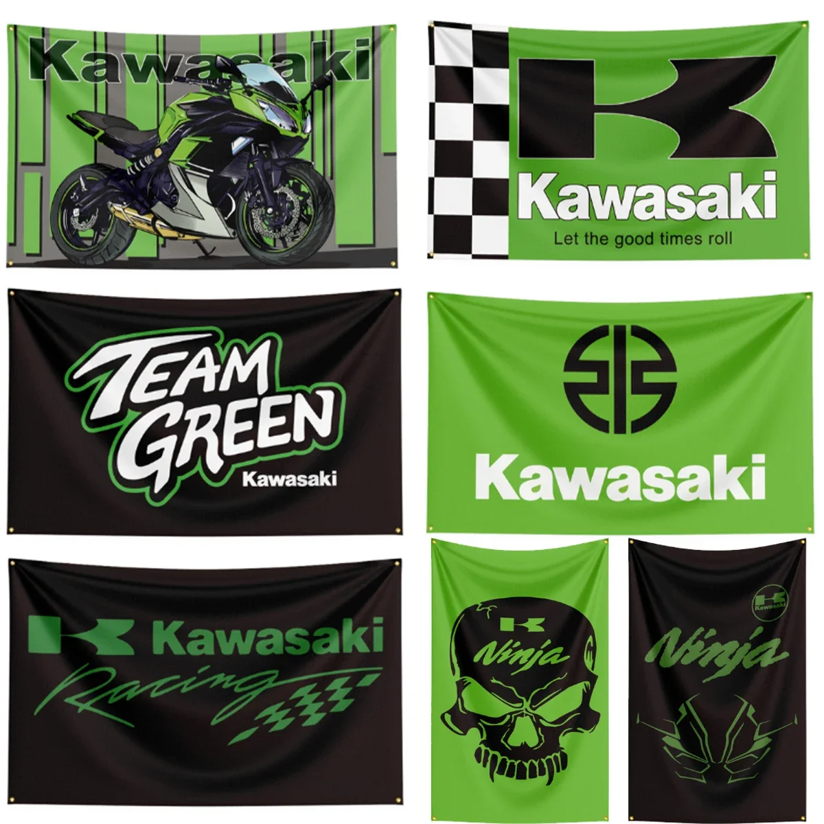 JimonFlag 90x150cm 3X5FT Kawasakis Flag Polyester Printed Motorcycle Banner For Decor