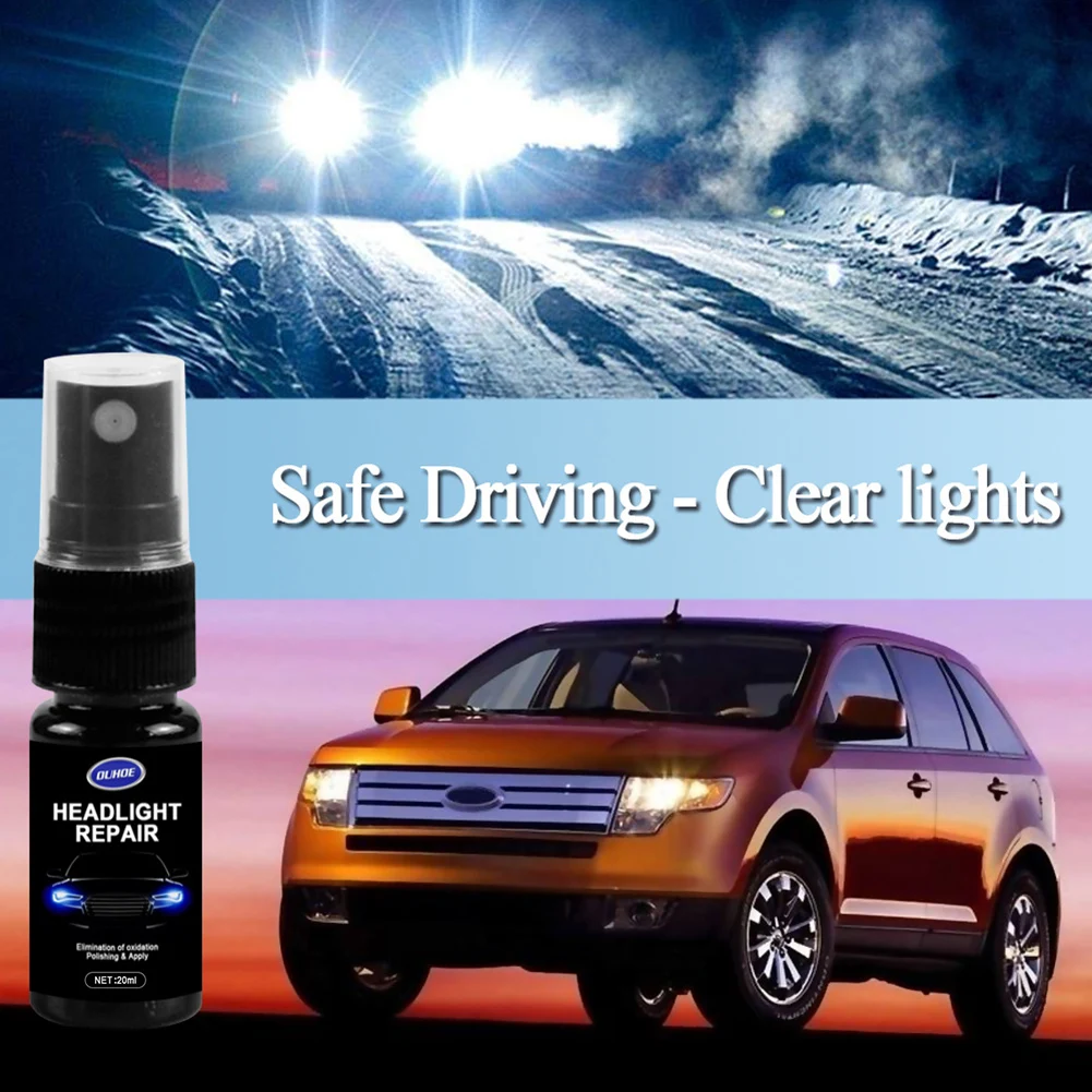 Professional Car Headlight Scratch Repair Solution Refurbishing Fluid 20ML + Sponge Renew and Restore Headlights