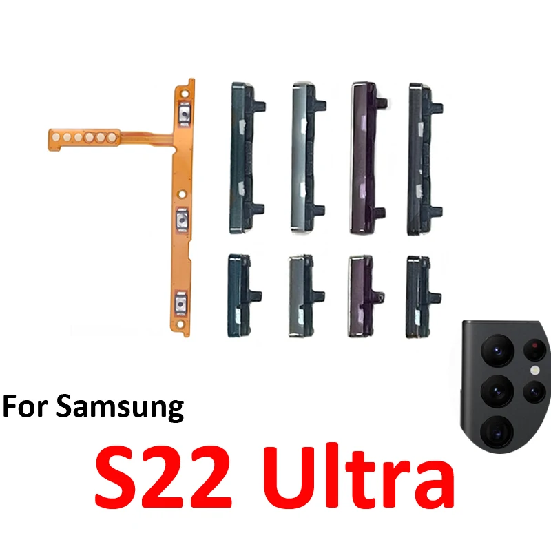 For Samsung Galaxy S22 Ultra 5G S908 Phone Power Volume Button On Off External Key Flex Cable Copy Replacement Parts Black