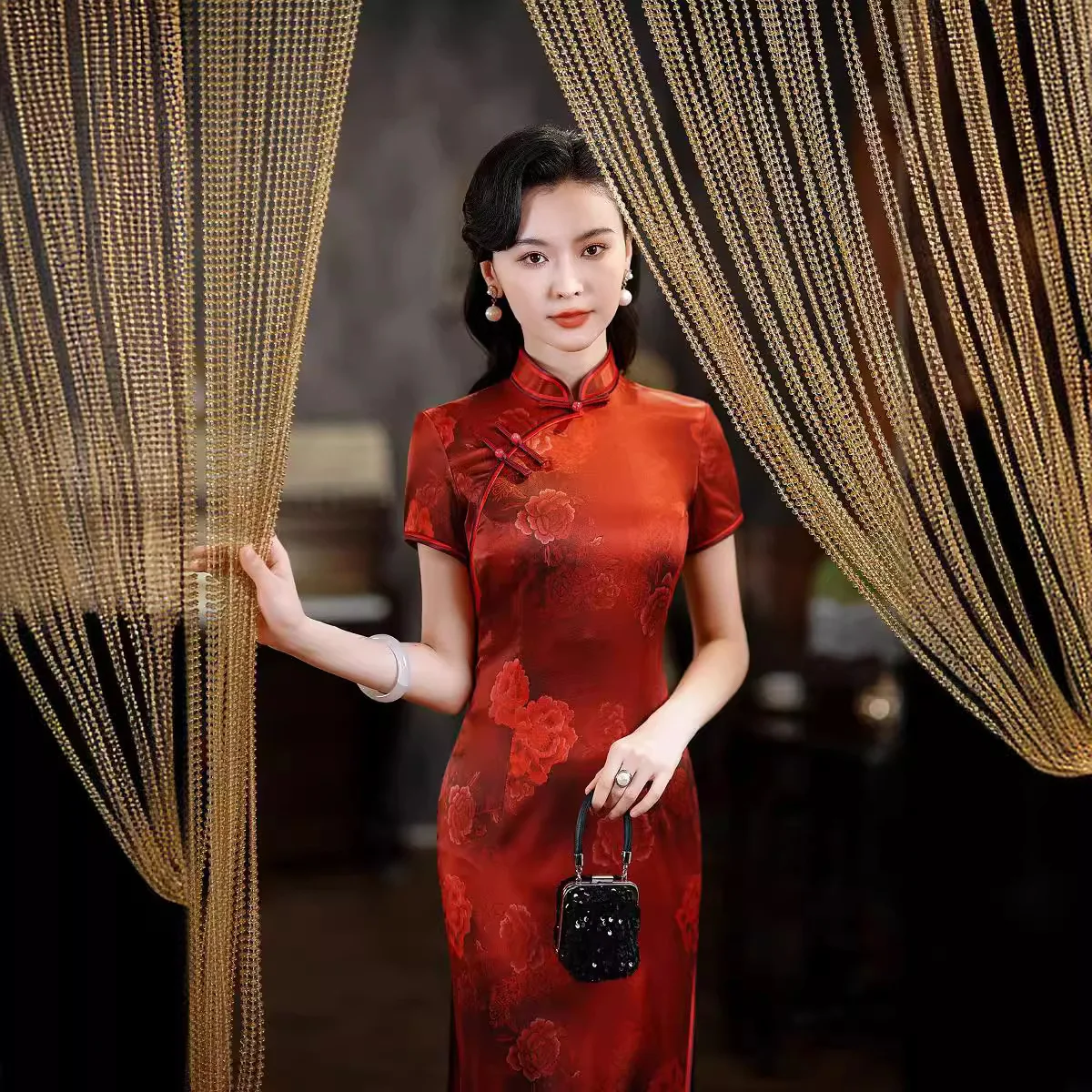 

High Quality Real Silk Qipao Cheongsam Top Skirt Everyday Style Hanfu High-End Wear Evening Dress Women