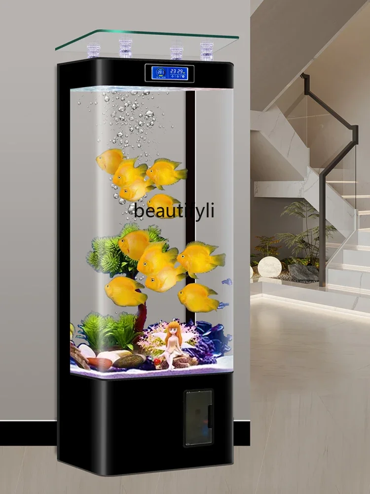 Intelligent Hot Bending Integrated Molding Glass Fish Tank Upper Filter Vertical Aquarium