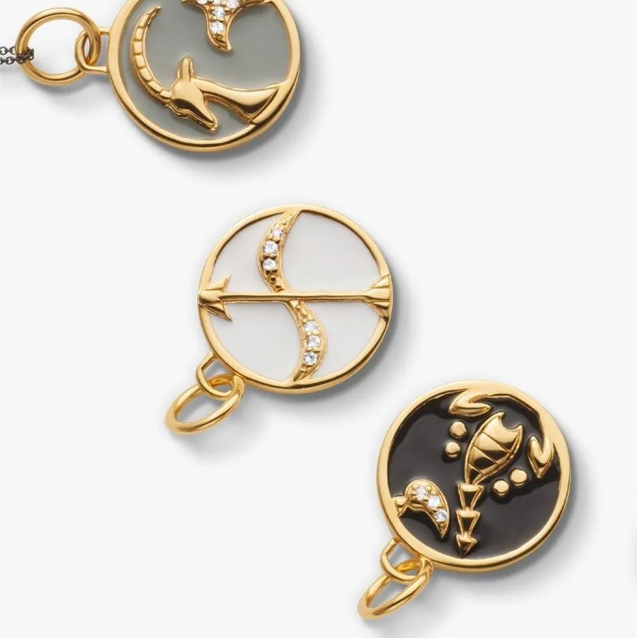 Vintage Retro 12 Zodiac Sign Constellation Necklace Enamel Zircon Stainless Steel Gold Plated Aries Necklace Charm Birthday Gift