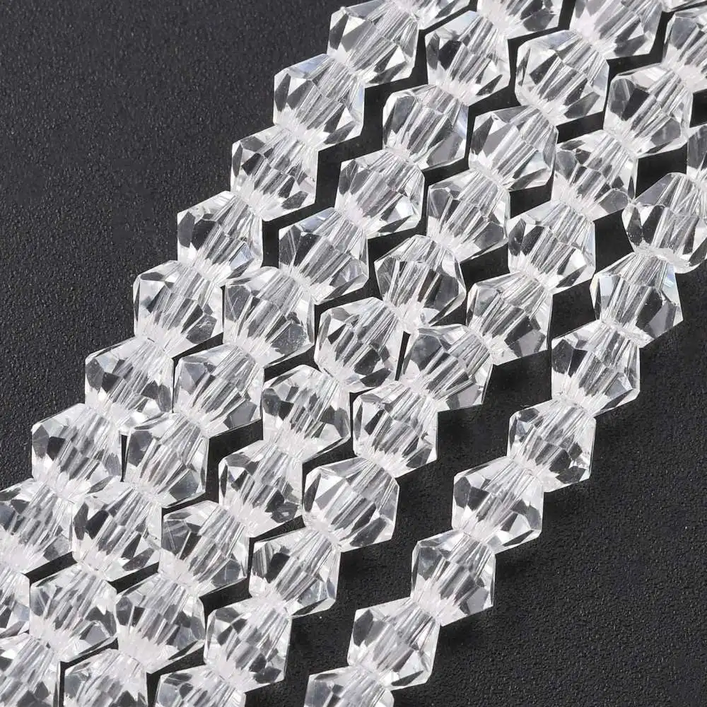 10 Strand Imitate Austrian Bicone Glass Charms Strands Grade AA Faceted Clear 4x4mm Hole: 1mm 82-85pcs/strand 30.5-31cm