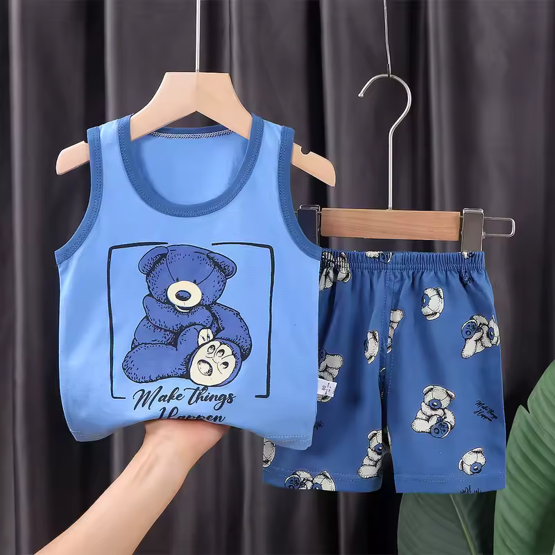 2PCS Children Sets Kids Clothes Vest Suit  Summer Children Clothing baby Cotton T-Shirts Shorts Tank Top  Boys Girls Sleeveless - Image 13