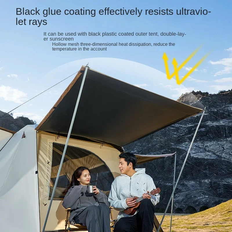 Black Coated Heat-resistant Two Bedroom, One Living Room Tent Outdoor Camping Thickened Rainproof Luxury Villa, Large Space Tent