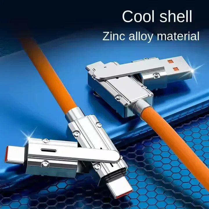 New 120W USB Type C to C Charging Cable 4 in 1 PD Silicone Cord Fast Charging Wire Data Charging Data Cable for Phone Samsung