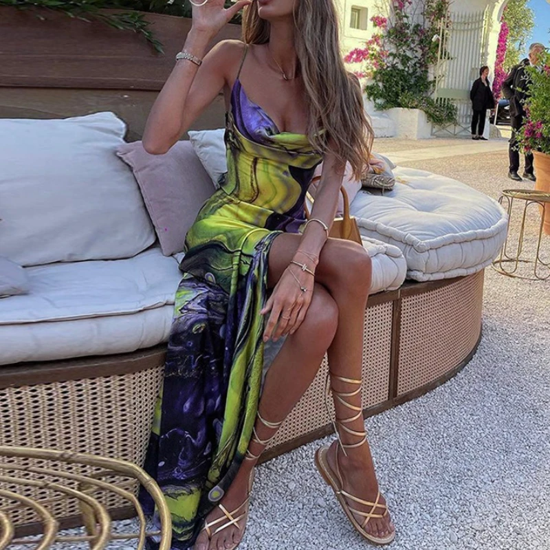 

Женская одежда, новинка лета 2024, модное облегающее платье с разрезом на спине и подтяжками Y2k, платье Vestidos De Fiesta