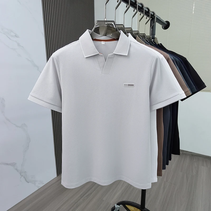 Hochwertiges Marken-Sommer-Polohemd mit kurzen Ärmeln für Herren, exquisites Abzeichen-Design, atmungsaktives und bequemes T-Shirt-Oberteil – Detail 19