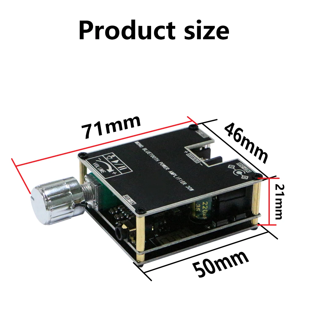 ZK-301B 30W Mono Bluetooth 5.3 Amplifier Board Input AUX/USB/UDisk TWS Stereo Sound Card Audio AMP Module