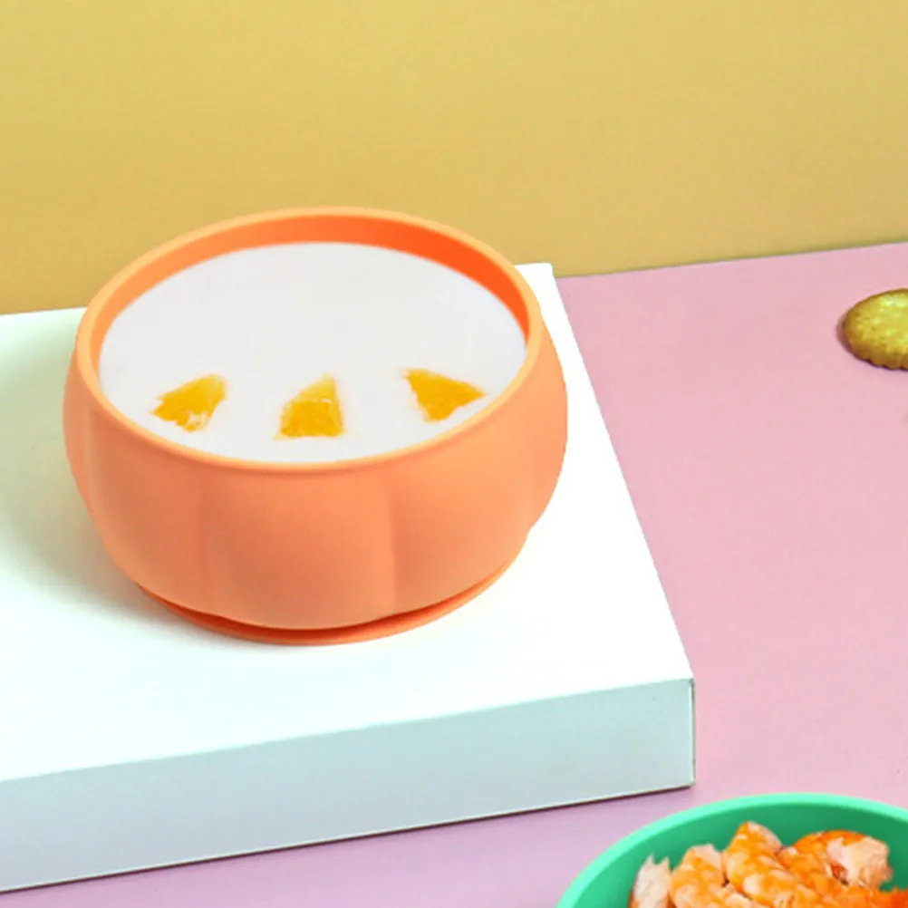 

Силиконовая детская тарелка для кормления с мощной присоской, дизайн «Тыква», закругленные края, безопасная, нескользящая, силиконовая посуда для малышей