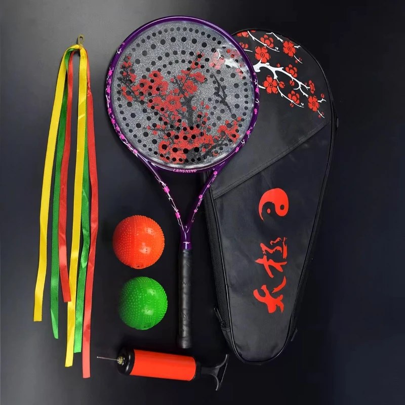 Professional Tai Chi Rouli Ball Racket Set 168 Holes Racket Face Carbon Fiber Carbon Racket
