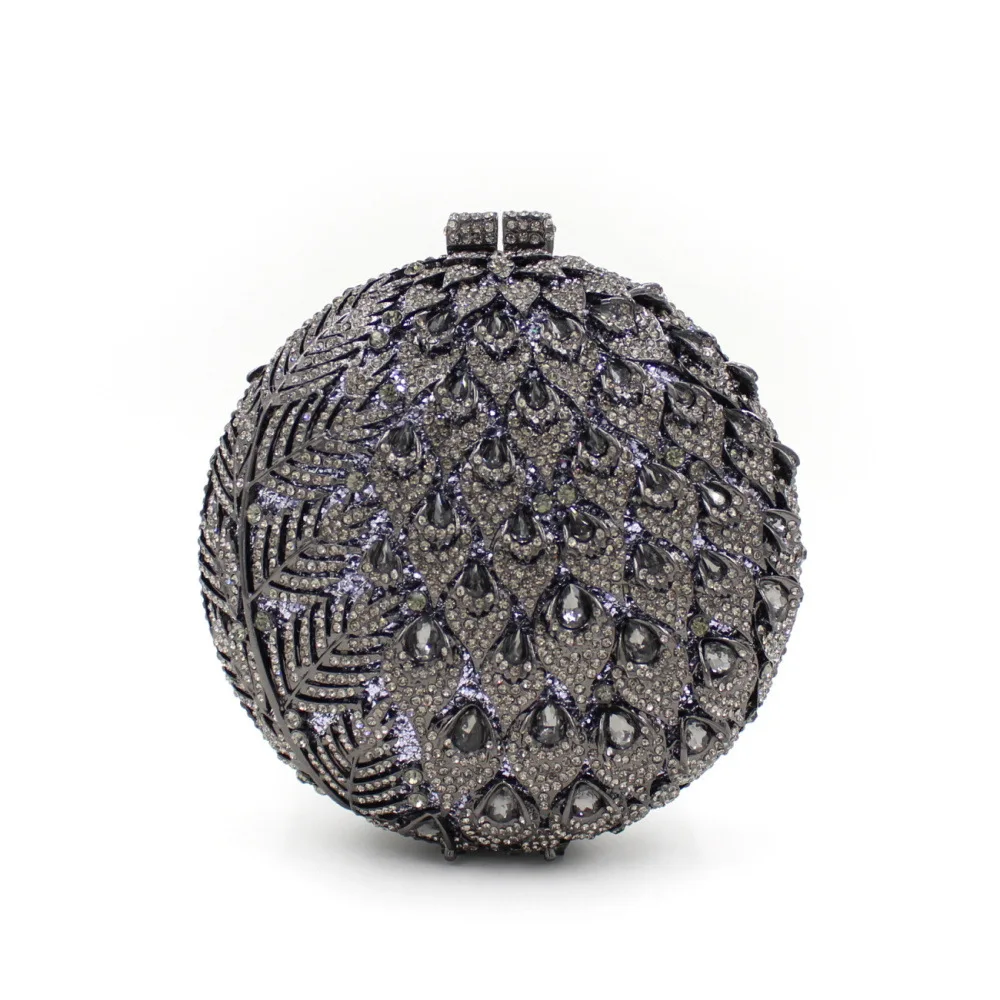

Round Rhinestone Empty Metal Crystal Dinner Bag Handmade Diamond Women's Clutch Bag Women's Rhinestone Handbag Bolsas Grife Luxo