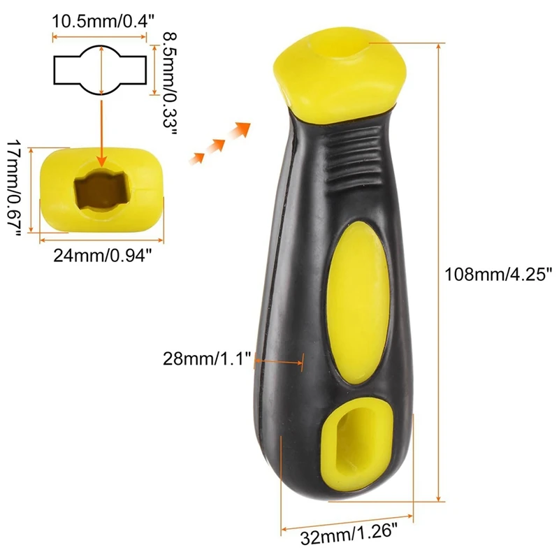 Mango de Lima de 5 piezas, 4,25 pulgadas, redondo y Rectangular, mango ergonómico para limas de Metal