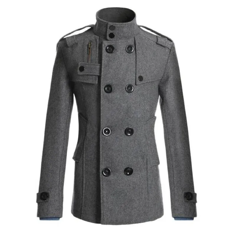 Hommes Long hiver chaud laine pardessus mode décontracté revers bouton Gentleman pour homme haute rue couche de finition