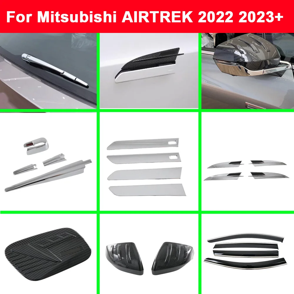 For Mitsubishi AIRTREK 2022 2023 2024+ ABS Car Side Rearview Mirror Cover Rear Wiper Arm Door Handle Bowl Frame Trim Visor Tank