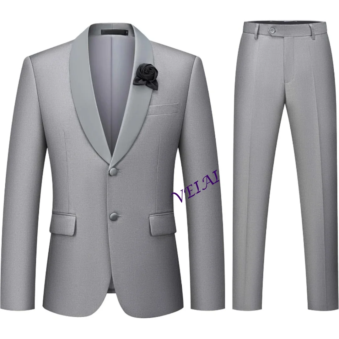 

CustomizedMen's 2 Piece Two Button Blazer Jacket Pants Set Slim Fit Formal Wedding Business Elegant Tuxedo Suit