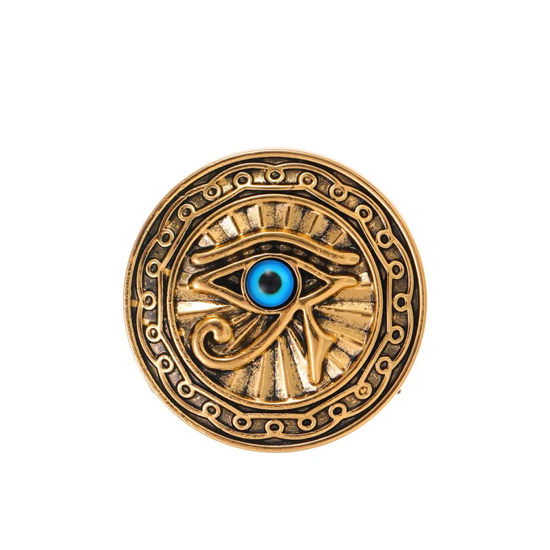 New Egyptian Eye of Horus Brooch Accessories Blue Eyes Round Brand Blazer Personalized Corsage