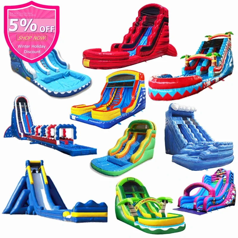 outdoor large kid backyard used PVC giant huge slip n slider adult size swimming pool commercial inflatable water slide for sale