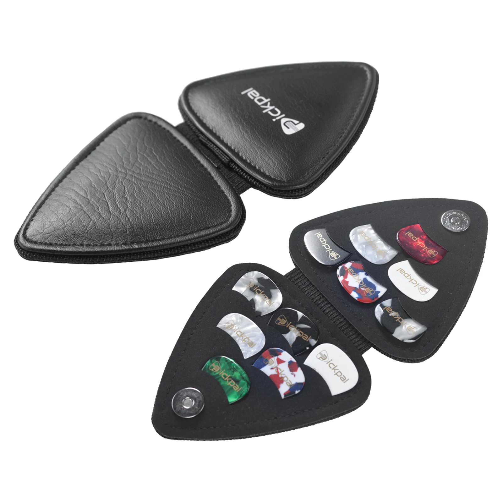 

PICKPAL Guitar Picks Holder Case Black Imitation Leather Storage Pouch 9.5*9.5*1.5cm Includes 12 PCS Random Color Guitar Picks
