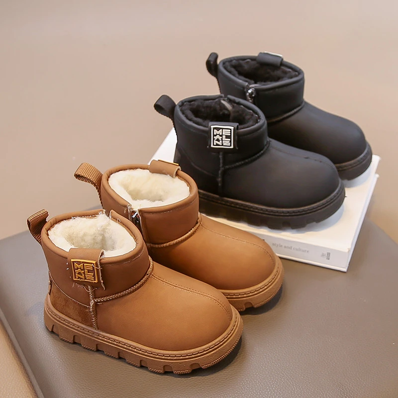 

Children Winter Warm Cotton Shoes New Plush Thicken Skids Now Boots Non-Slip Comfortable Wear Boys Girls Casual Shoes Suede Boot