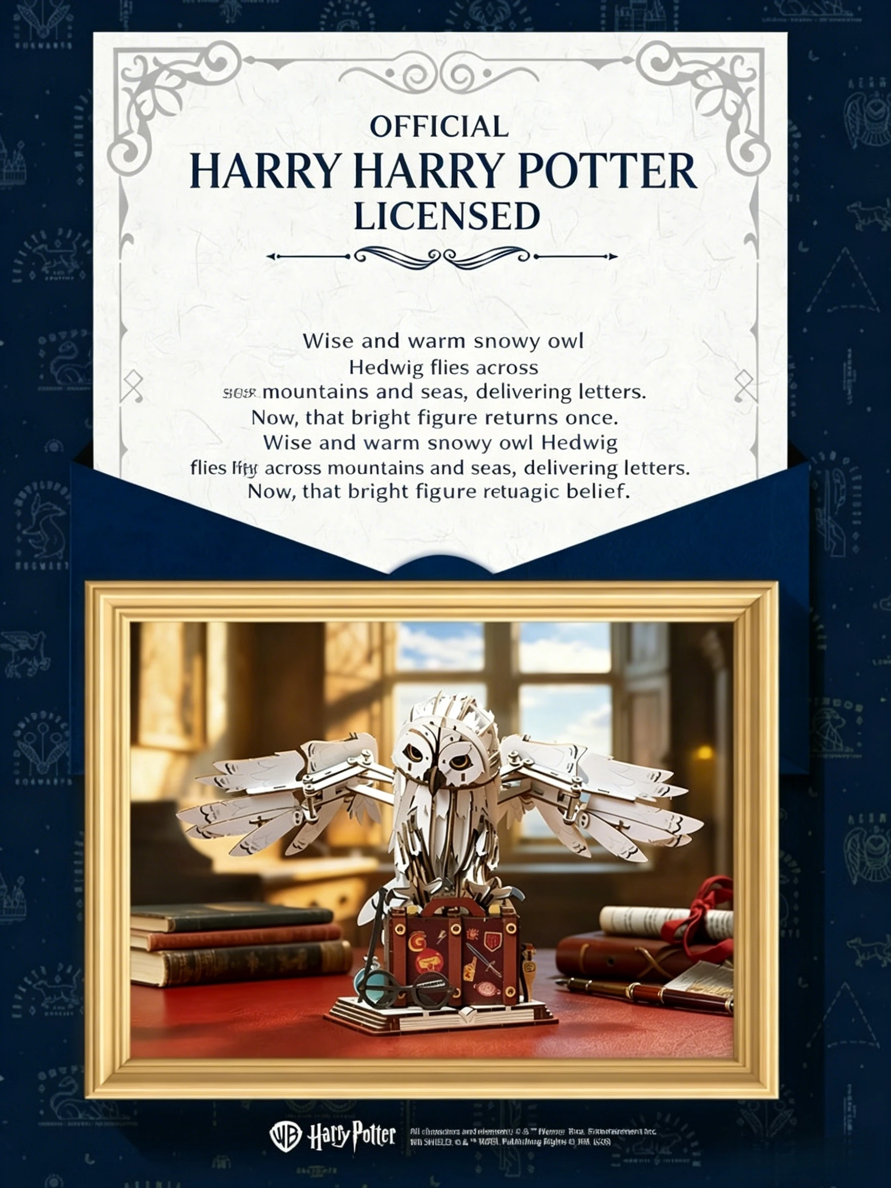 PUREMIND Harry Potter Peripheral Hedwig Snowy Owl 3D Wooden Assembly Model Handmade Puzzle Toy Collectible Desk Decor Gift