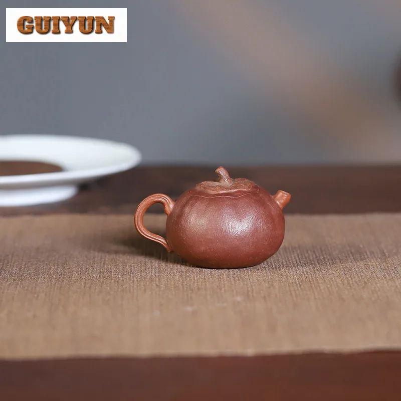 100ml Yixing Purple Clay Teapot Handmade Pumpkin Pot Raw Ore Section Mud Starch Tea Brewing Kettle With Filter Zisha Teaset Gift