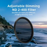 Filtro ND Variable de parada ND2-400 1-9 para lente de cámara Canon Sony Nikon Fuji DSLR 37/39/40,5/43/46/49/52/55/58/62/67/72/77/82mm