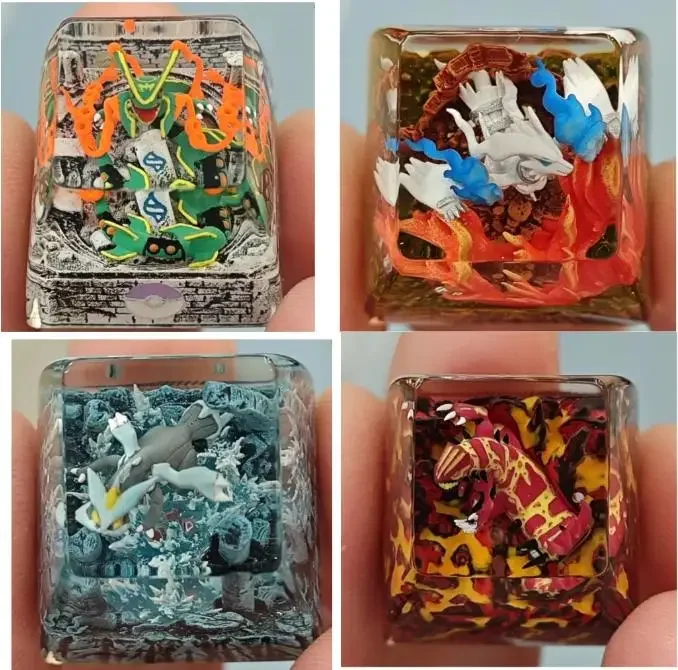 

Pokemon Anime Character Keycap Mechanical Keyboard Resin Transparent Stereoscopic Keycap Groudon Kyogre Tao trio Rayquaza