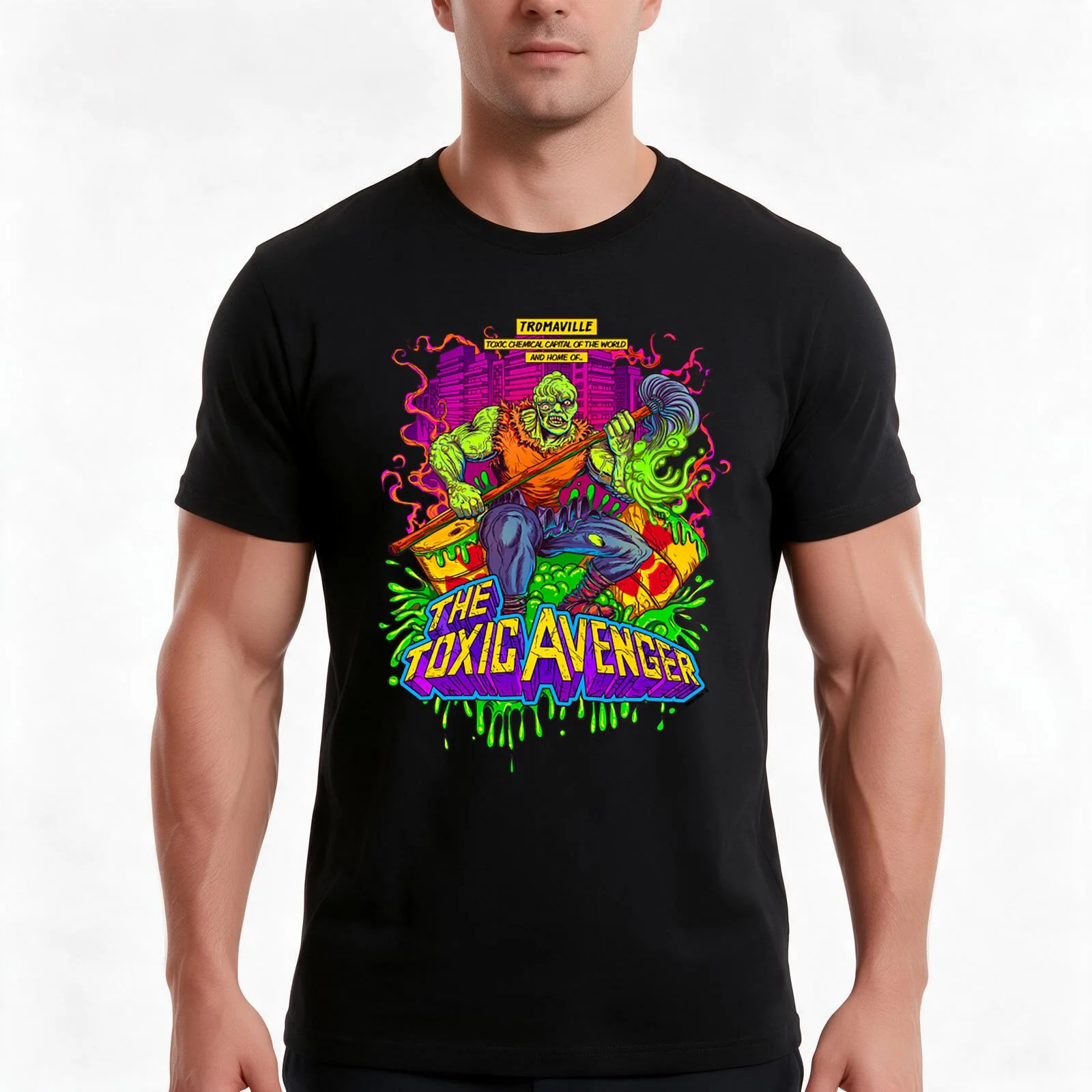 The Toxic Avenger T-Shirt, Summer Casual Cotton Tee, Oversized Streetwear Tops, Vintage Graphic Print, Loose Fit Short Sleeve