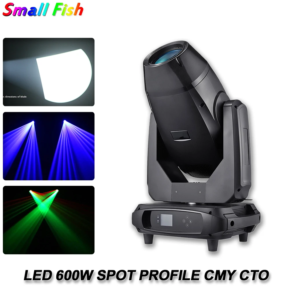 New Professional 600w Spot Profile Stage Lighting CMY CTO Rotating Gobe Wheel 3 Side Prism Beam Zoom Focus Strobe DMX512 Artnet