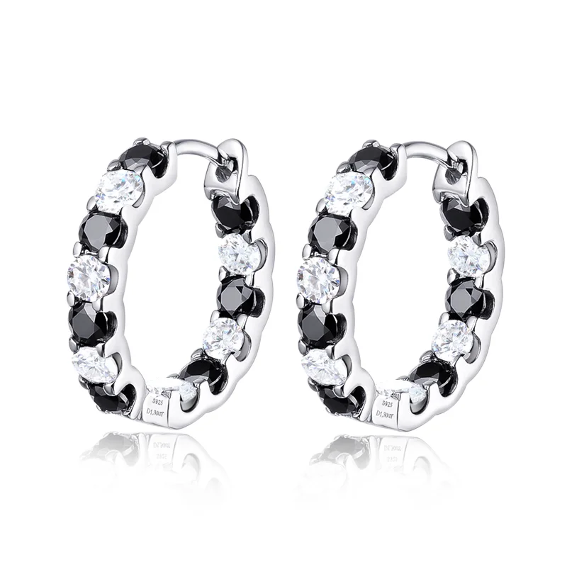 Smyoue 18 Karat vergoldeter, insgesamt 2,6 CT voller Moissanit-Creolen für Damen, funkelnder Hochzeits-Party-Ohrring, 925er Sterlingsilber-Schmuck