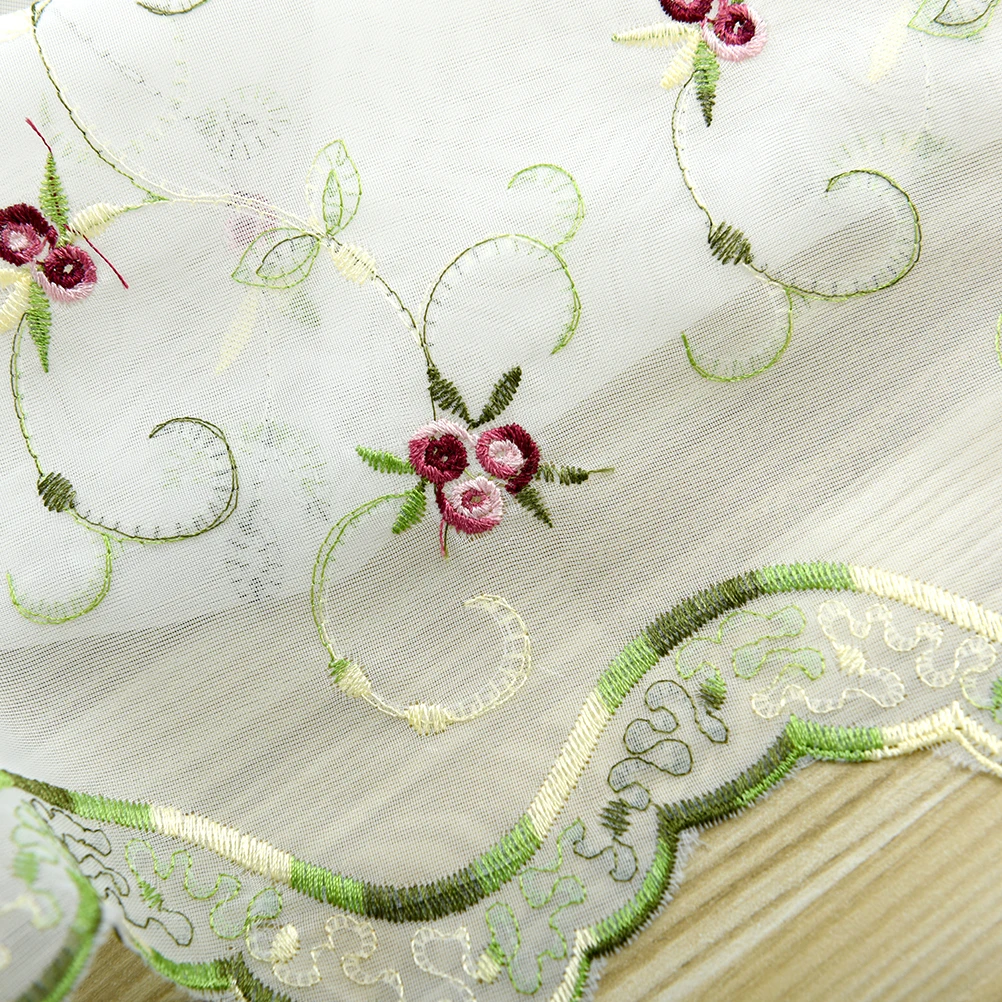 

Pastoral Flower Embroided Sheer Window Voile Curtain Drape Valance For Bedroom Girls Room Decor 80 x 100 CM (Rose)