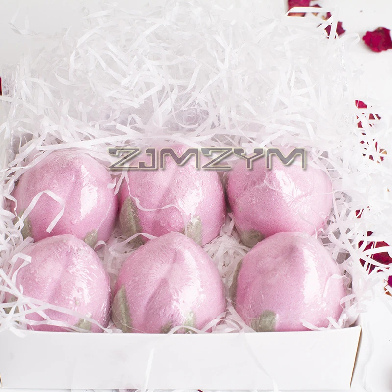 6Pcs Peach Bath Ball Mineral Salt Exfoliating Hydrating Bubble Bath Ball Delightful Scent Bubble Bath Bombs