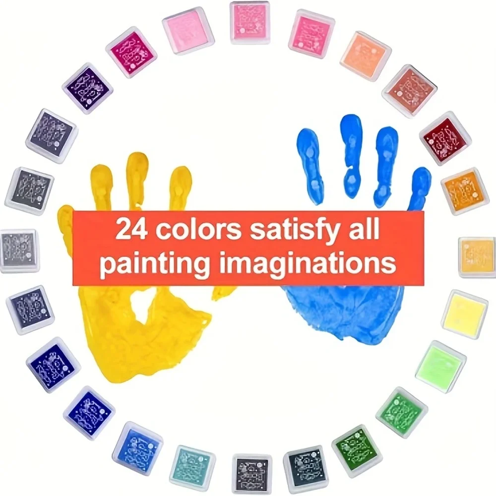 24pcs Stamp Pad Set 24 Colors Stamp Pad for Paper Craft Fingerprint Scrap book for   Painting Birthday Party Gifts and More