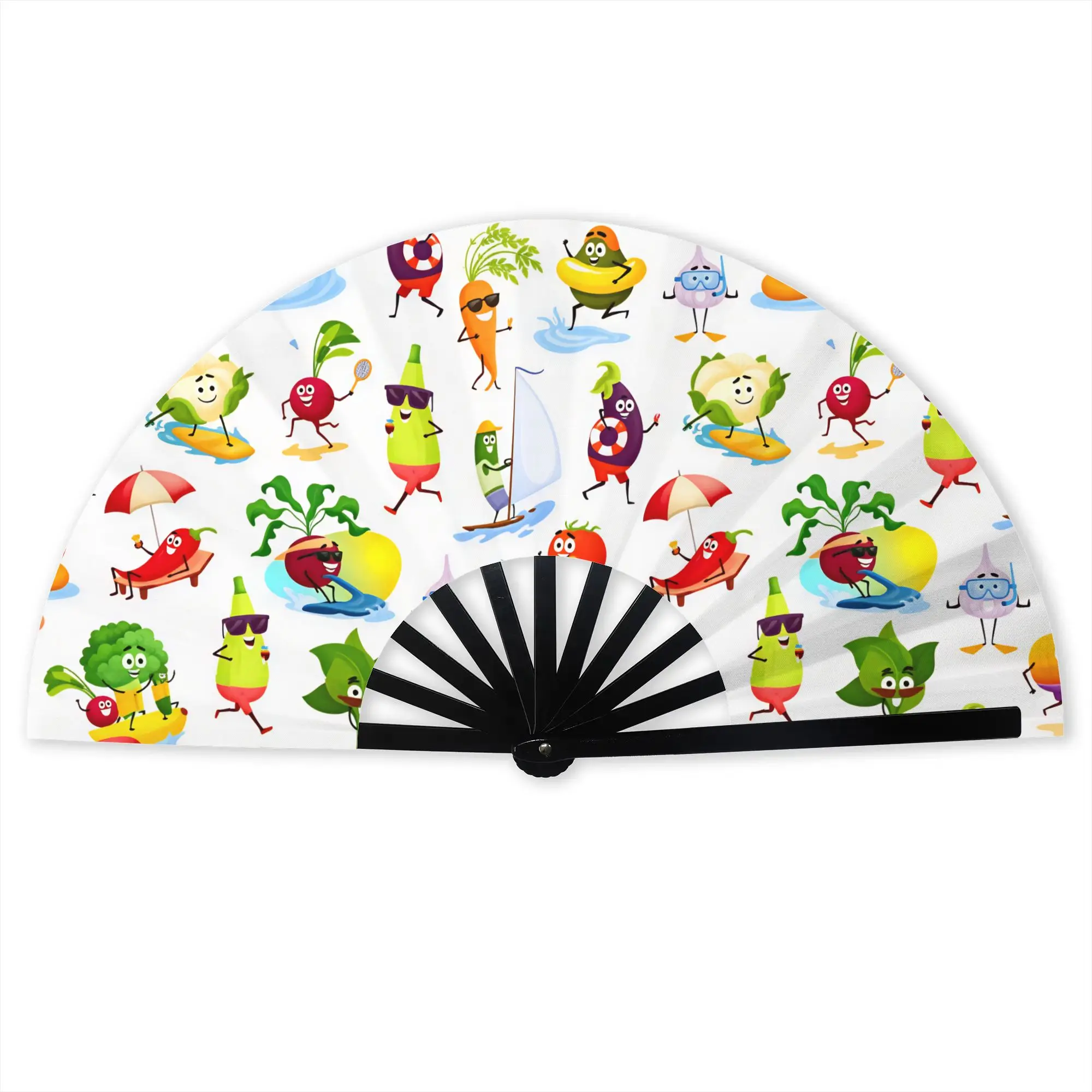 Cartoon Vegetable Avocado  Hand Fan Promotional Gift Wedding Summer Beach Vacation Durable Folding Fans Novelty Bulk Pack Fan