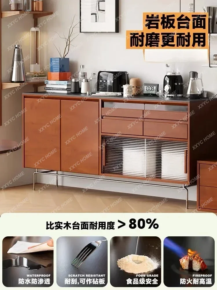 

Nordic Solid Wood Stone Plate Locker， Japanese Style Storage Small ，Apartment Tea Cabinet