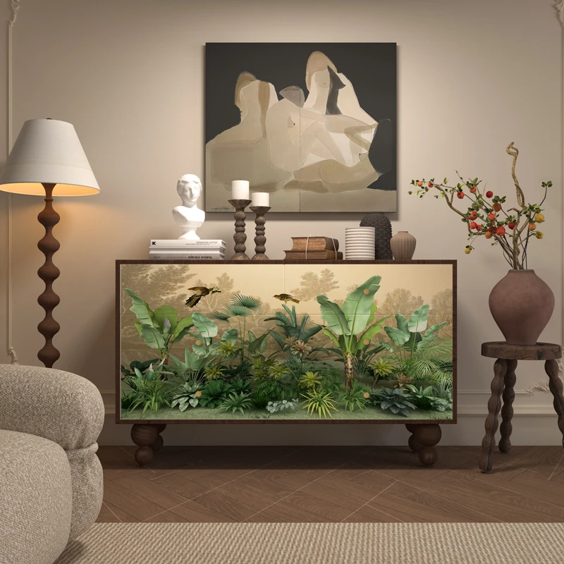 

retro solid wood six-chest cabinet, bedroom, home living room, drawer cabinet, integrated against the wall, free installation