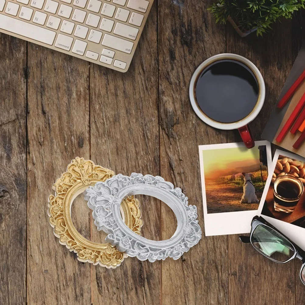 

8 Pcs Resin Photo Frames Decorative Vintage Photo Frame naments Golden Picture Frame Kit for Home Jewelry Display