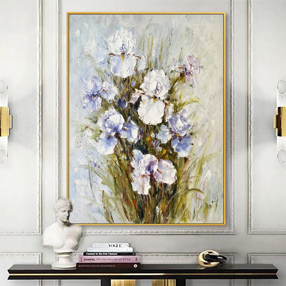 Pintura al óleo de flor 3D hecha a mano, obra de arte abstracta en lienzo, pintada a mano, textura gruesa, pinturas al óleo, d
