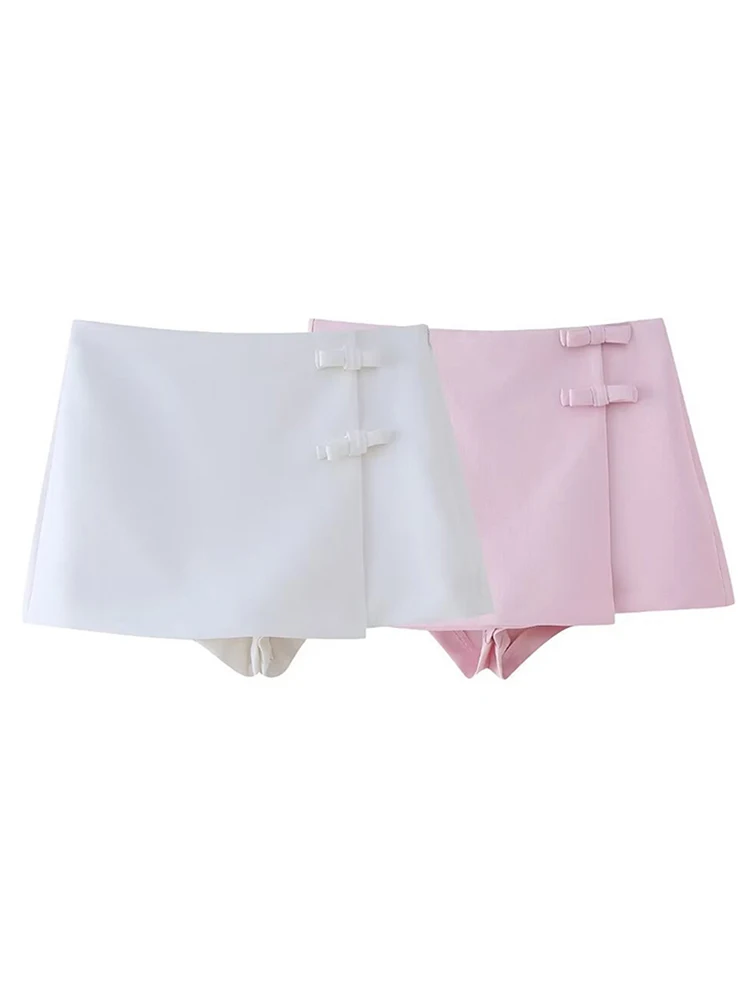 Solid color mini skirt women's short skirt fashion bow women's short skirt summer short skirt women's high waisted short skirt