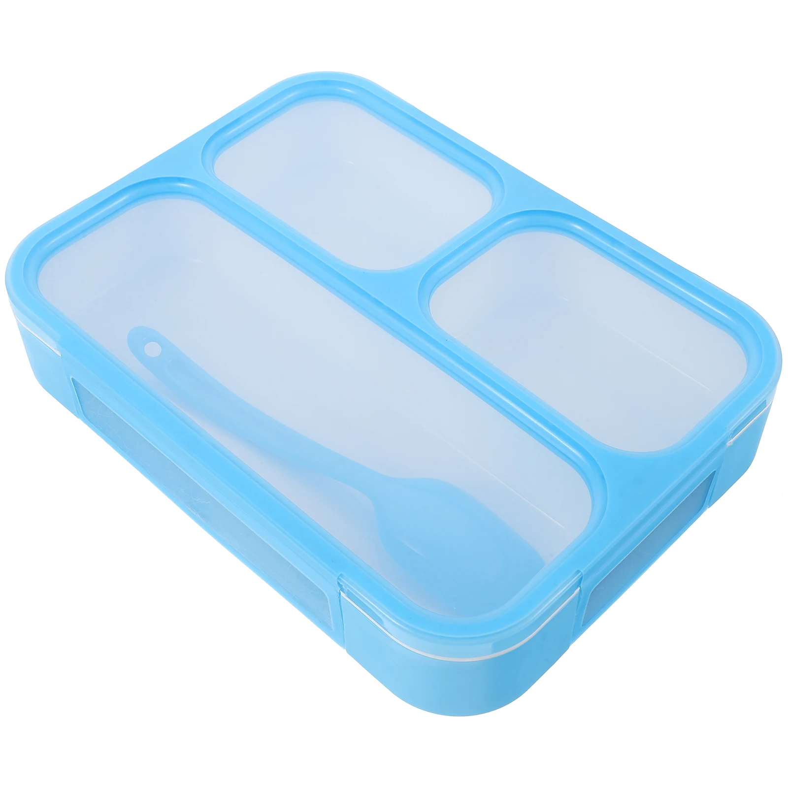 

Plastic Lunch Box 3 Compartment Blue Sealed Lightweight Kitchen Food Containers Fresh Keeping Storage Boxes Fridge Freezer