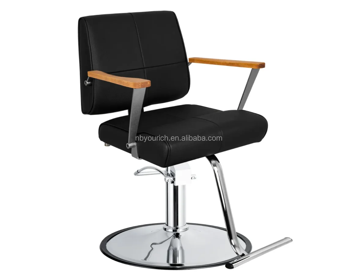 Hot Selling High-end Hair Salon Furniture Rotating Lifting Stainless Steel Black Women's Hair Salon Chair Technician Chair