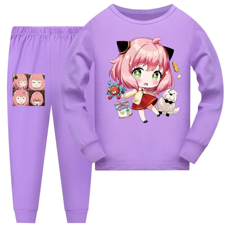 جديد الخريف جاسوس X الأسرة ملابس طفل الفتيات طويلة الأكمام بيجامة طفل الفتيان ملابس نوم بيجامات أطفال الأطفال Anyai Forger بيجامة