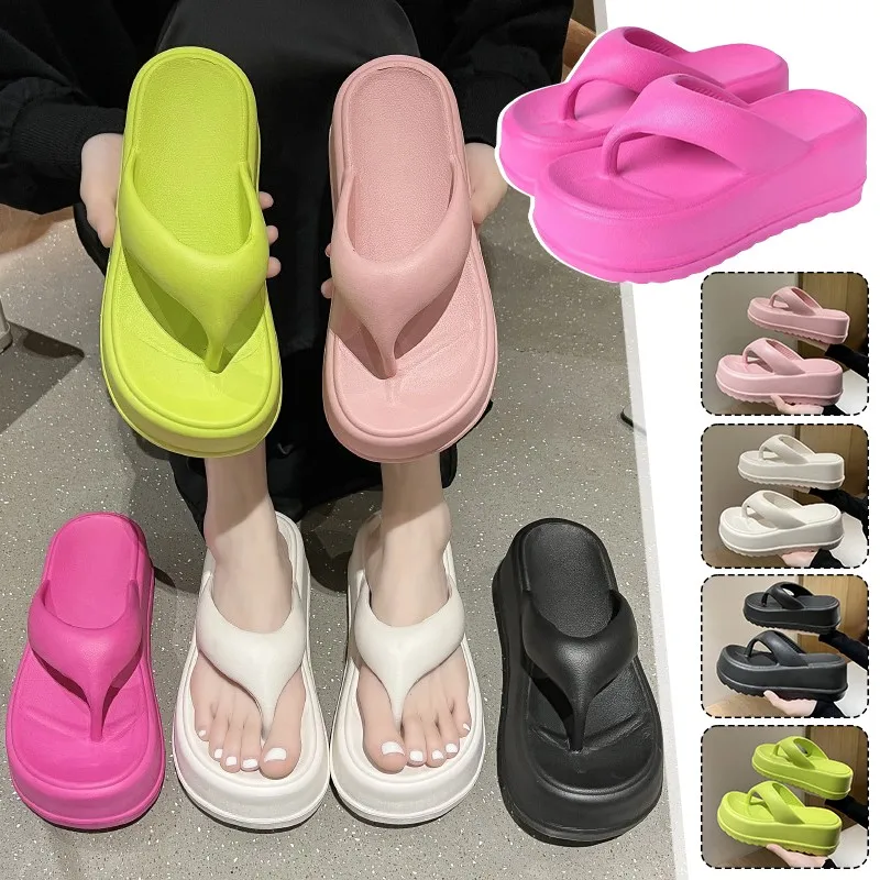 High Heels Flip Flops Women Slippers Summer Beach Sandals Outdoor Casual Elevated Shoes Platform Thick Sole Beach Slippers Slide